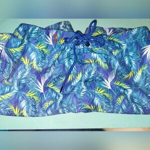 Mens Blue Tropical Leaf Swim Trunks by J. Speed sz L